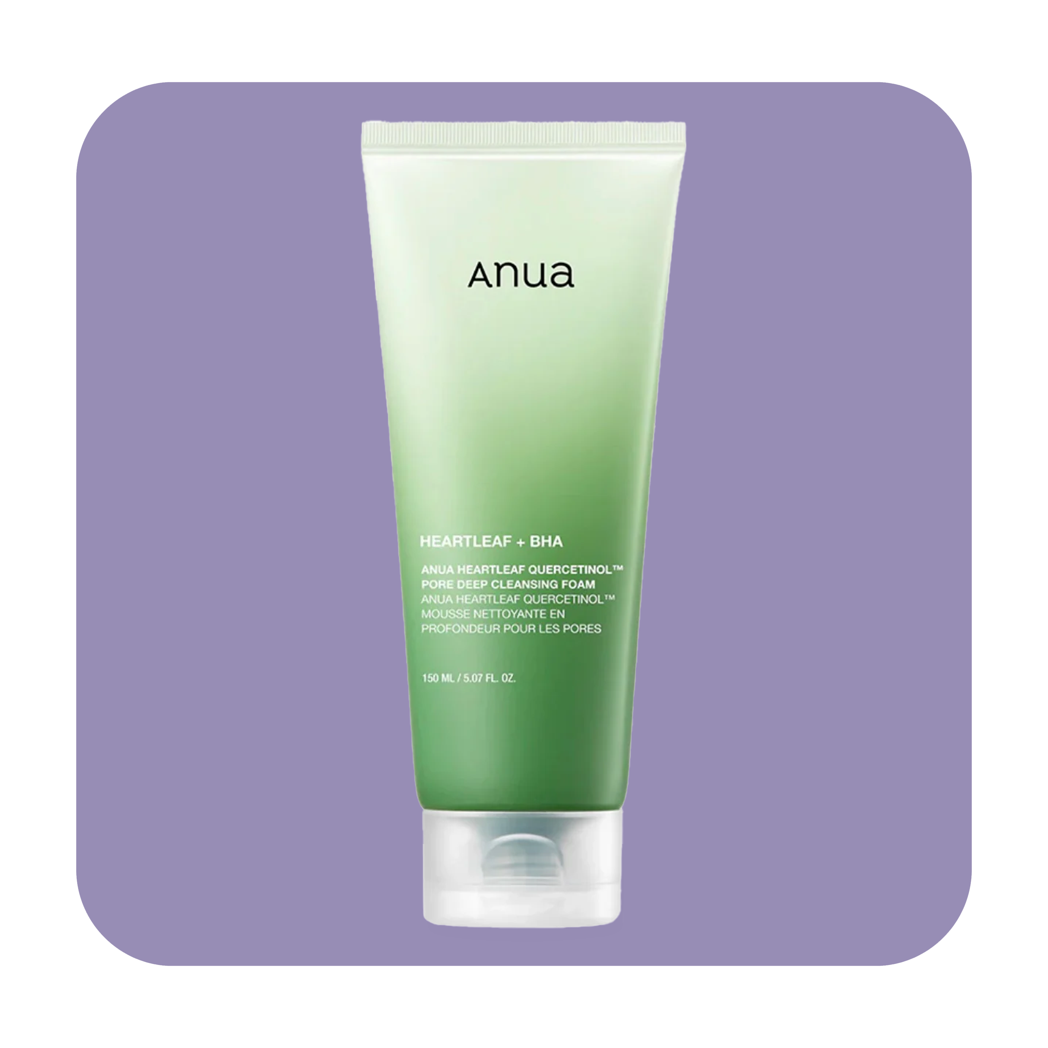 أنوا هارت ليف كيرسيتينول رغوة للتنظيف العميق للمسام - 150 مل | أنوا غسول رغوي يحتوي على خلاصة نبات القلب، مصمم خصيصًا للتحقق من بصمات الأصابع وتقشير خلايا الجلد الميتة - 150 مل