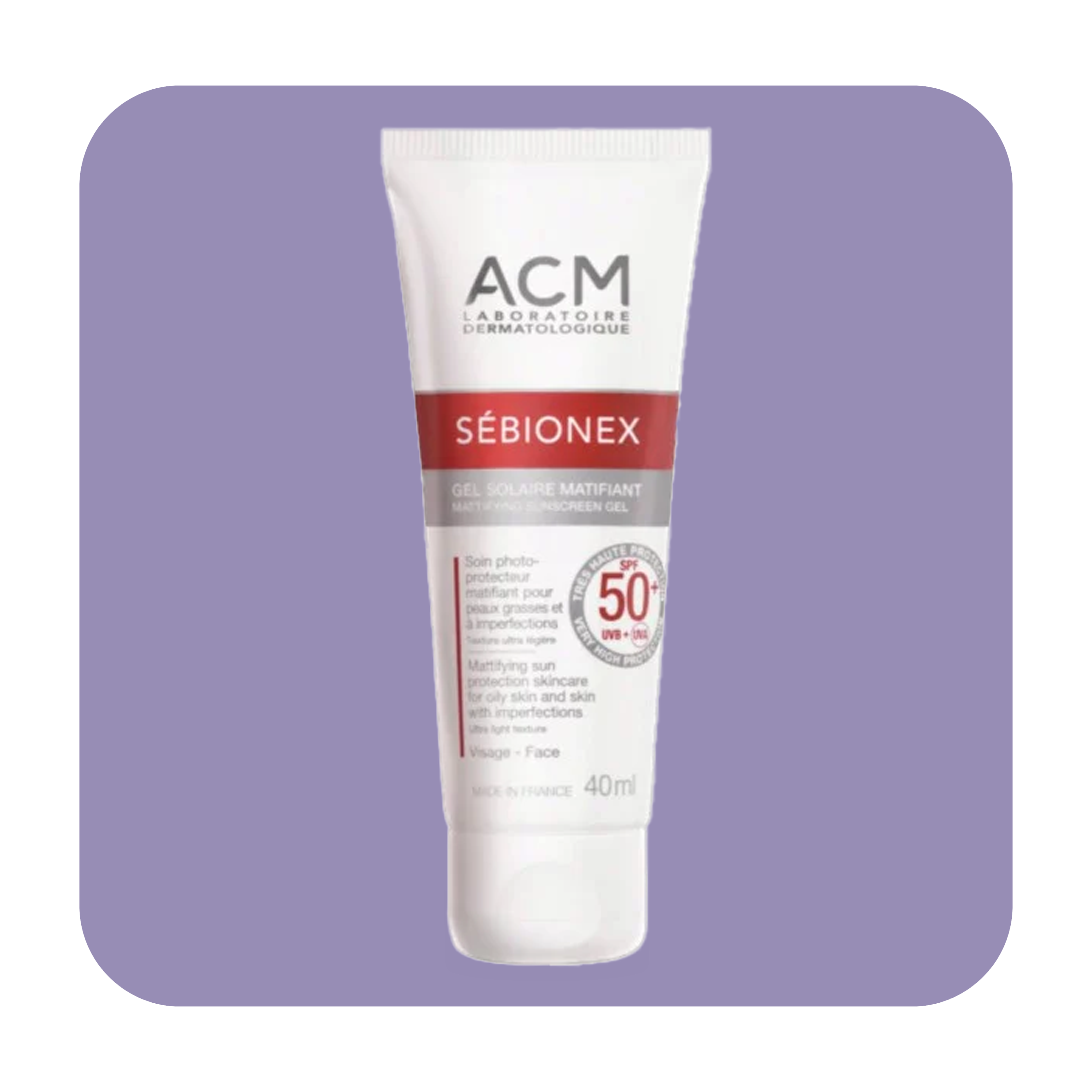 ACM Sebionex Spf 50+ جل واقي من الشمس مطفي - 40 مل | اي سي ام جل شمس واقي بعامل حماية 50+ مضاد للمعان 40 مل